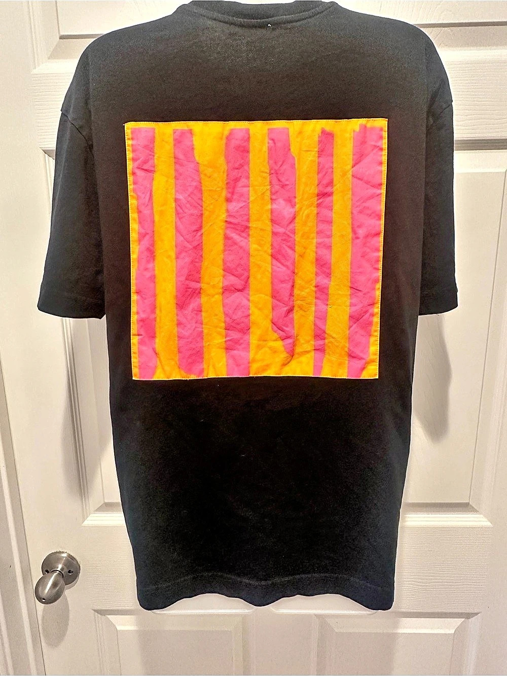 Zara Men Free Thought Striped Graphic Appliqué Oversized T-Shirt Rare Size M